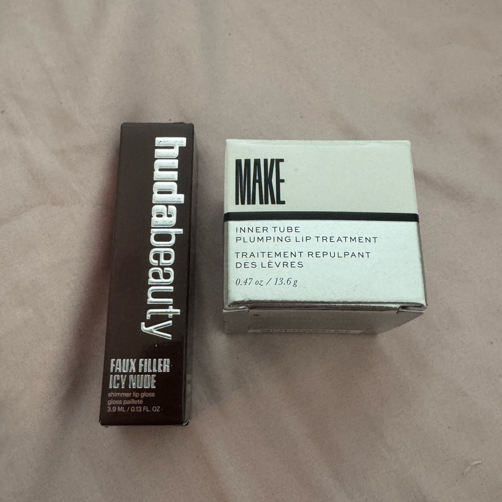 Huda beauty gloss & MAKE Beauty plumping lip treatment bundle - set of 2